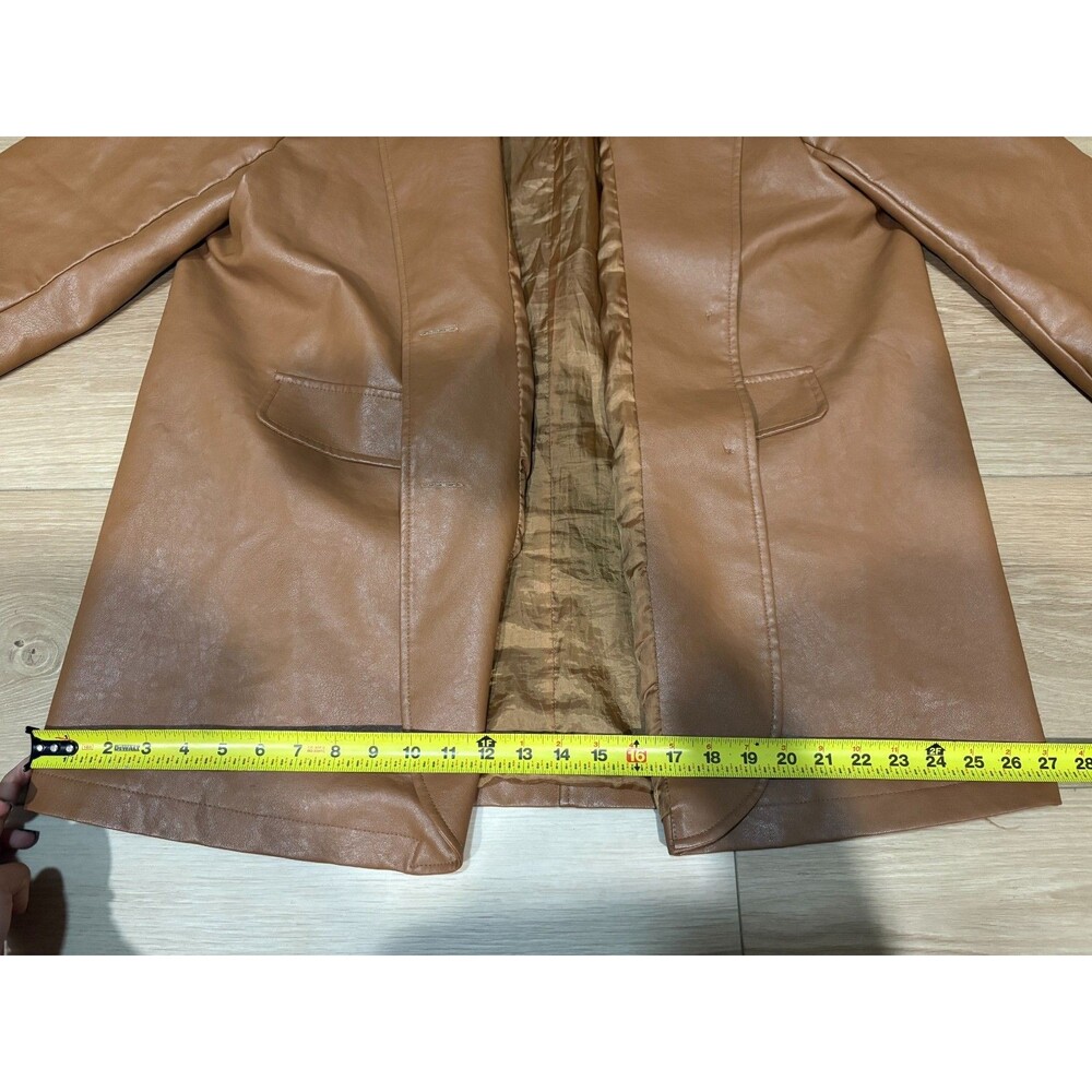 Nasty Gal Collection Faux Leather Blazer Jacket Tan Brown Size US 10 Lined - Picture 3 of 16